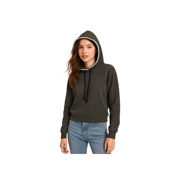 Charter Club Medium Pearl Trim Embellished Hoodie Pullover Sweater Hoodie - Picture 8 of 9